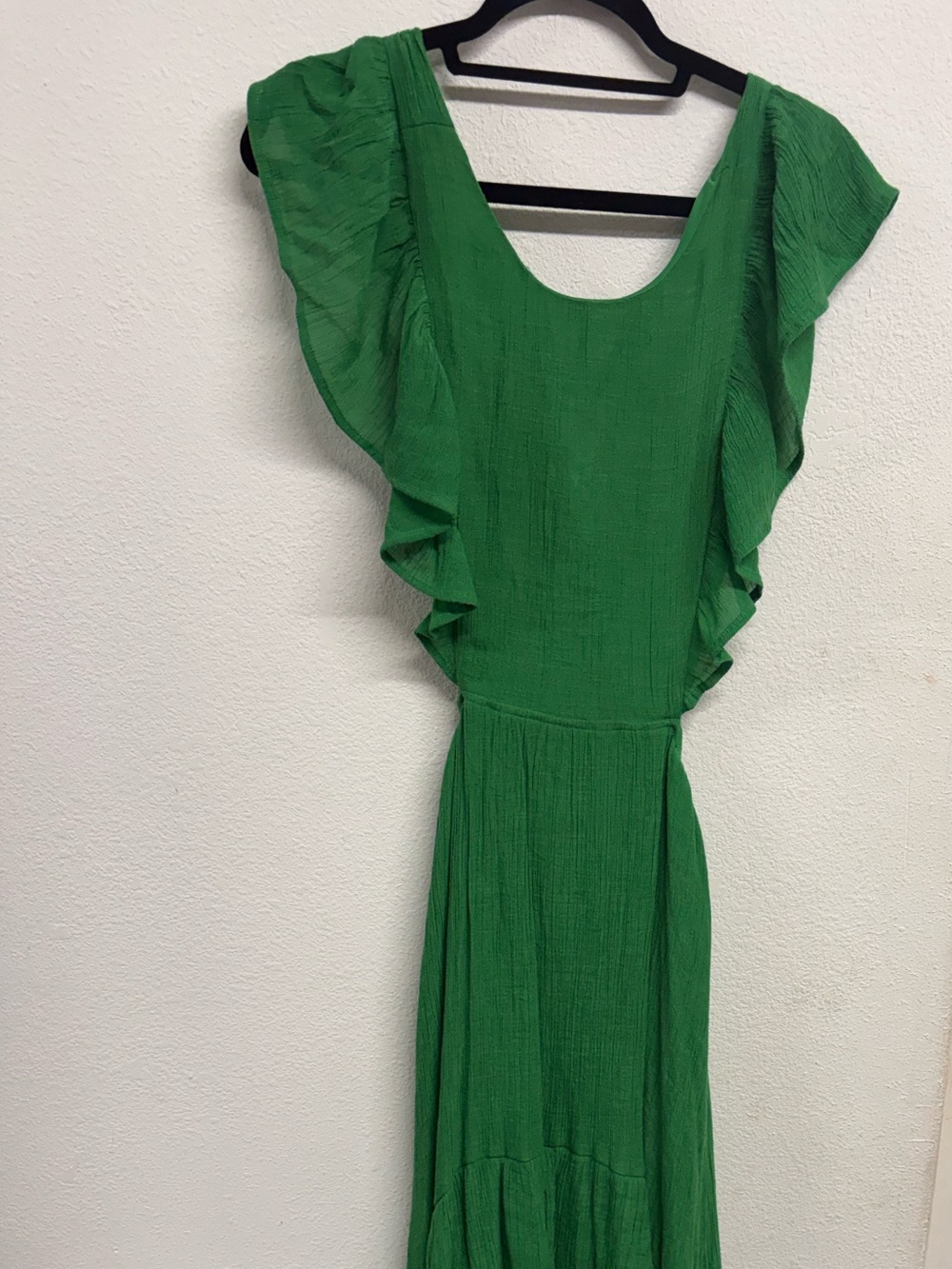 Flying Tomato Emerald Green Ruffled High-Low Maxi Dress